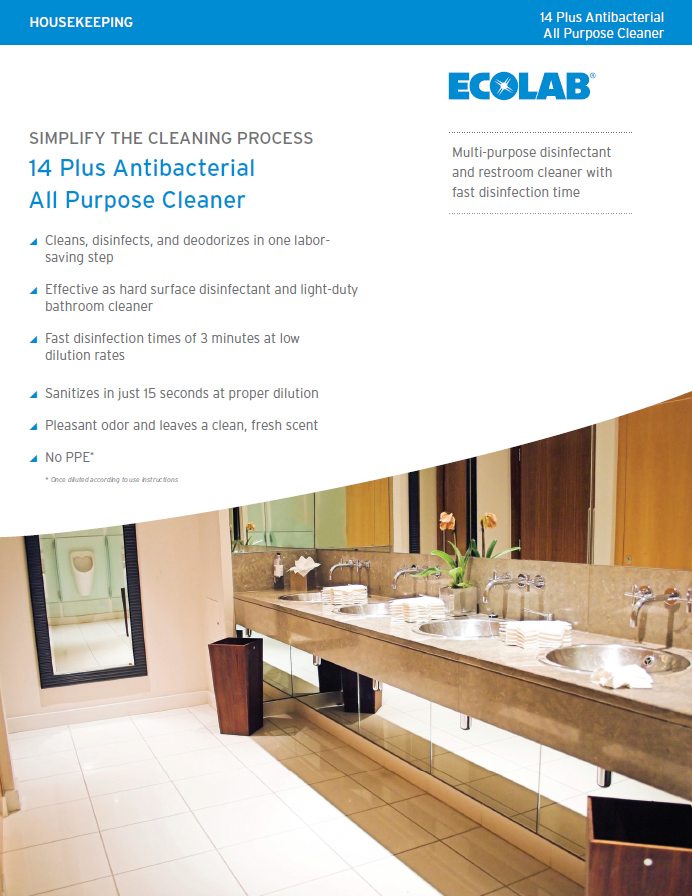 14 Plus Antibacterial All Purpose Cleaner Sell Sheet