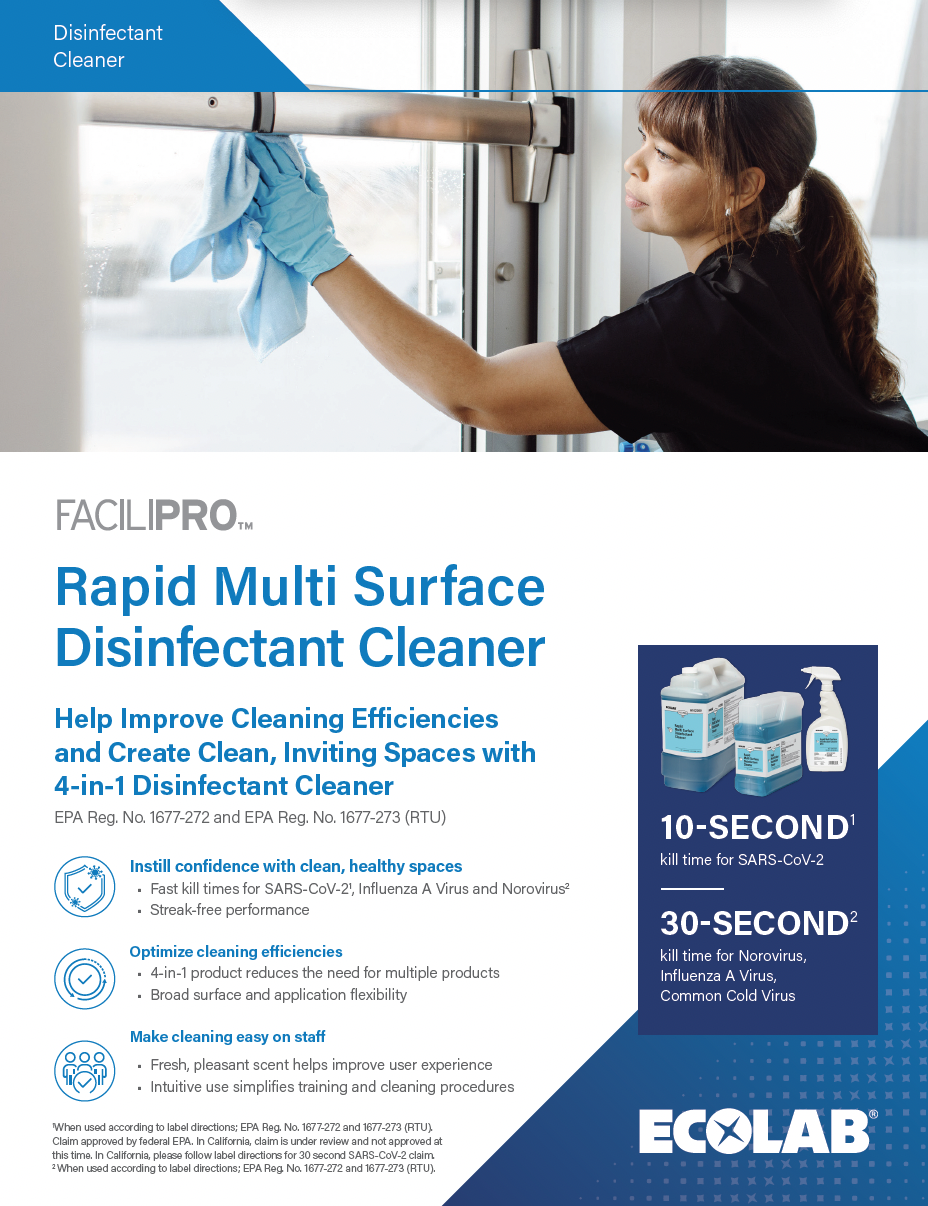 FaciliPro Rapid Multi Surface Disinfectant Cleaner Sell Sheet