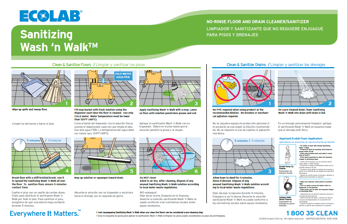 Sanitizing Wash 'n Walk Wall Chart