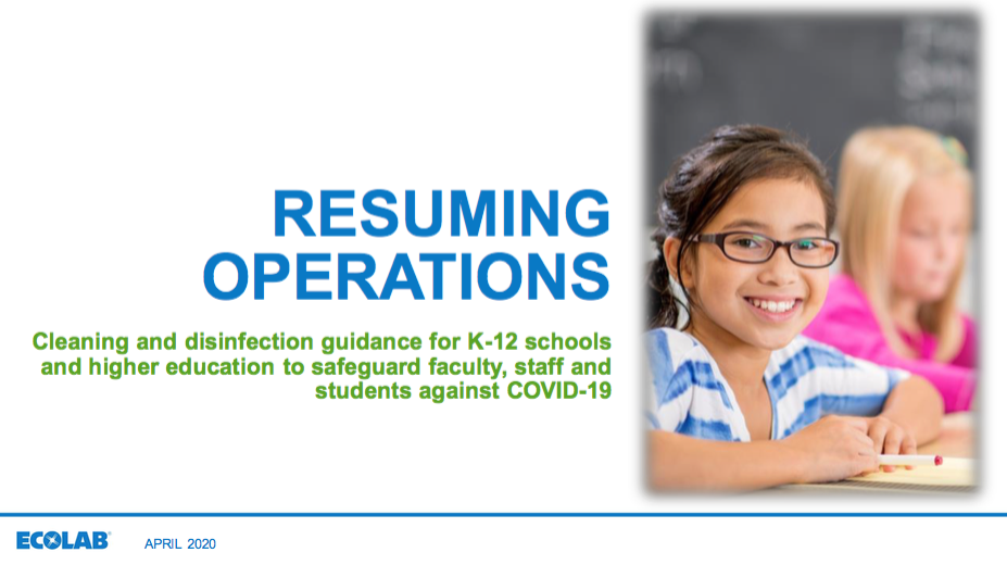 Ecolab Procedure Guidance for Resuming Operations Education